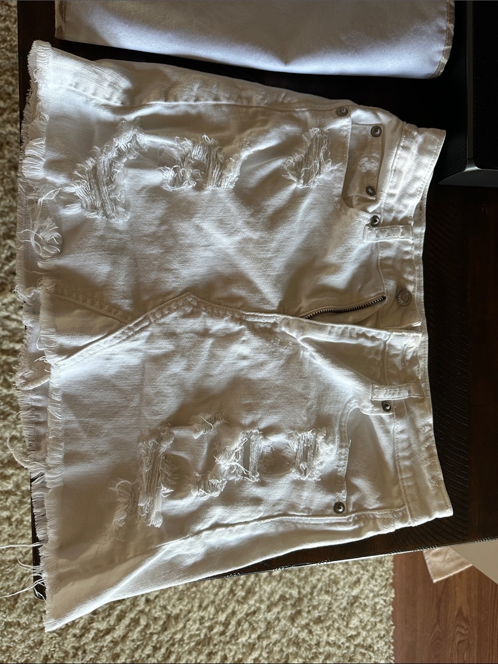 American Eagle Outfitters White Distressed Denim Skirt